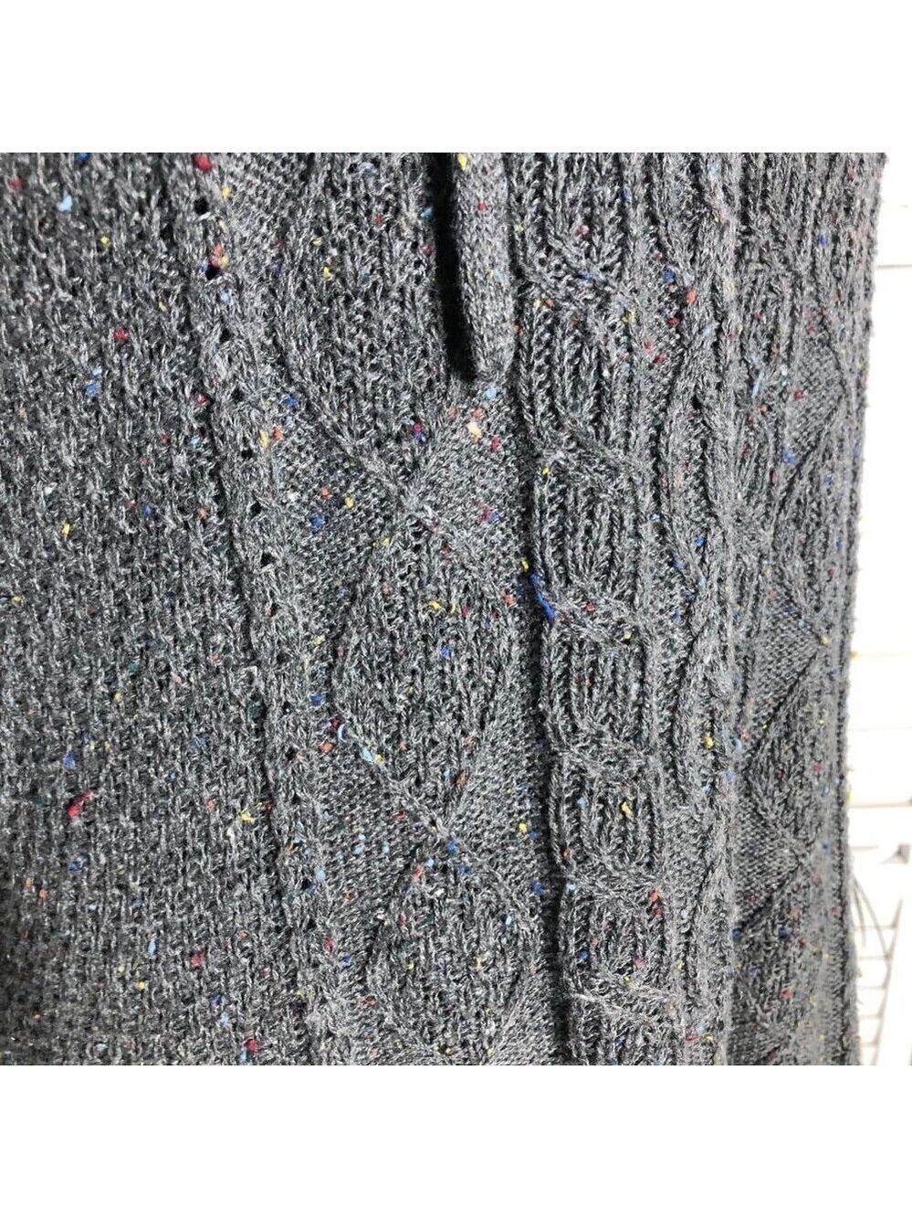 Vintage Y2K sweater dress gray CableKnit Laced V Neck langenlook boho festival S - Picture 9 of 9